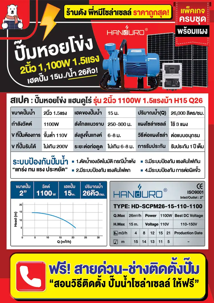 ปั๊มหอยโข่งโซล่าเซลล์-2นิ้ว1100W