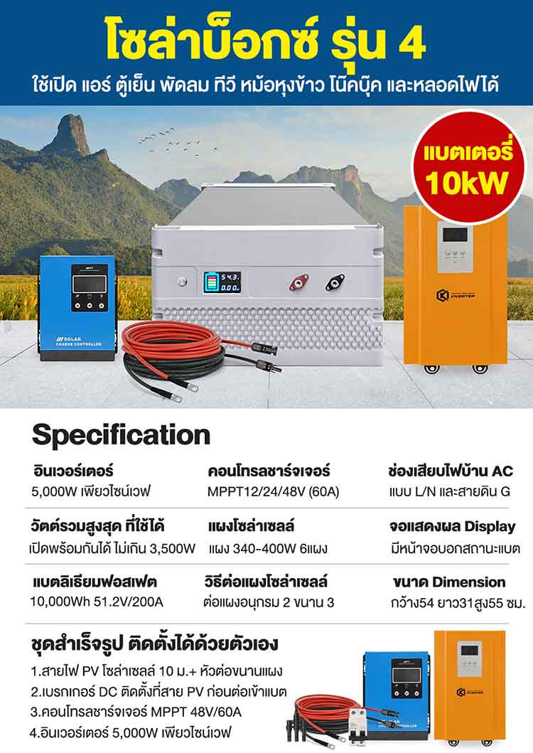 Specification สเปคของโซล่าบ็อกซ์ รุ่น 4